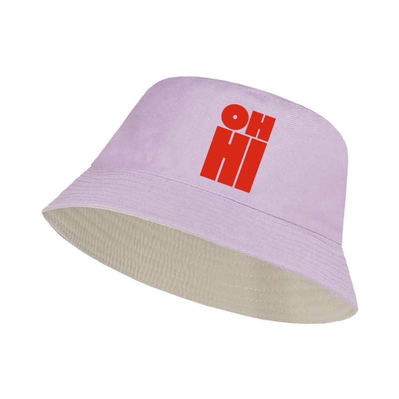 

OH HI Bold Red Print Bucket Hat Unisex WoUnisex Minimalist Cotton Foldable Sun Hat Casual Streetwear Summer Cap
