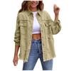 Womens Denim Jacket Button Down Shirts Distressed Frayed Coat With Pockets