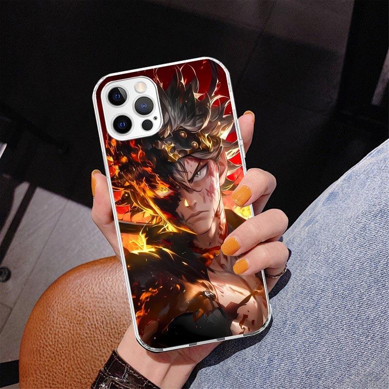 Black C-Clovers Anime Phone Case For iPhone 13 12 Mini 11 Pro Max XS XR X SE 7 8 Plus 5S 5 6S 6 Gift Print Cover Fundas