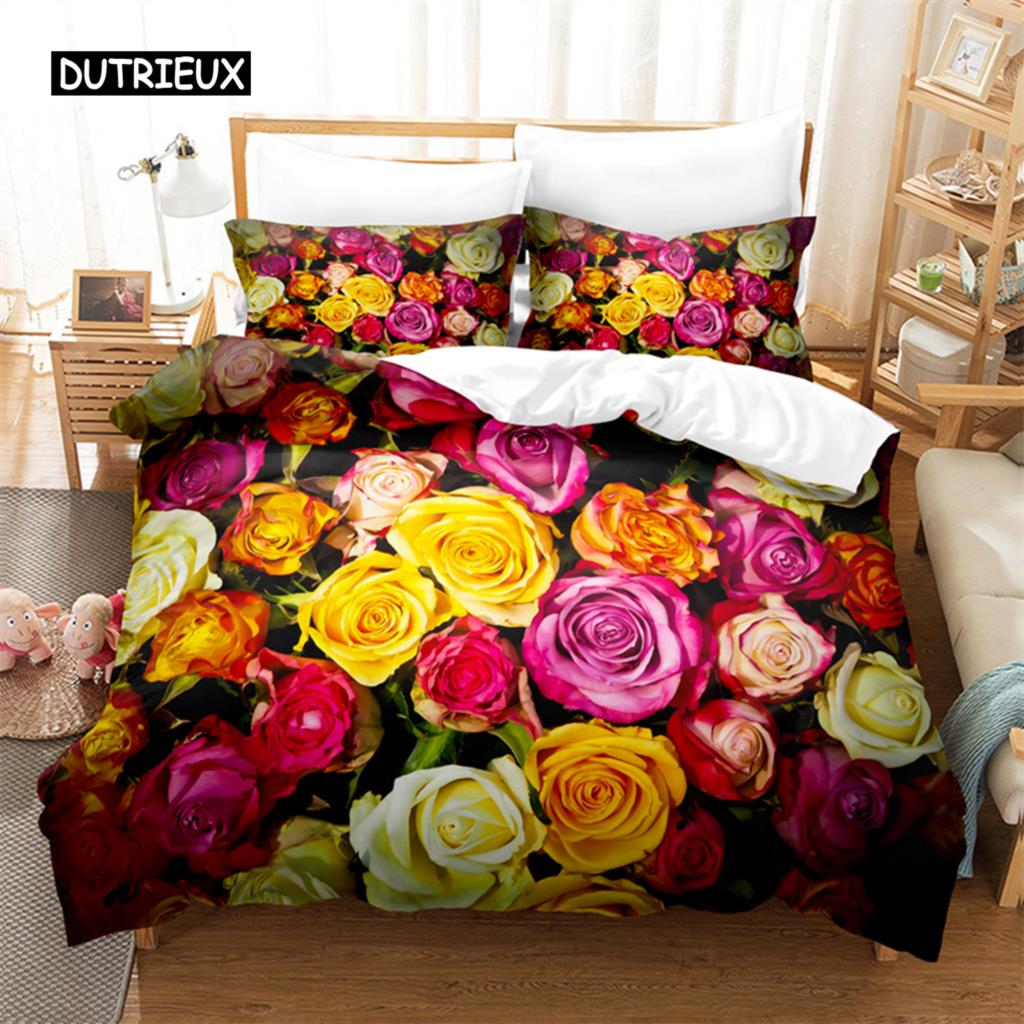 Pink Roses Bedding Set Duvet Cover Set 3d Bedding Digital Printing Bed Linen Queen Size Bedding Set Fashion Design