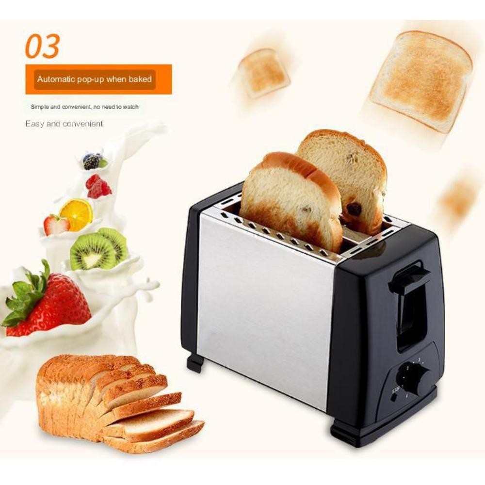 Household Stainless Steel Toaster Double-Slot Toaster Fully Automatic Mini Breakfast Toast 2 Pieces