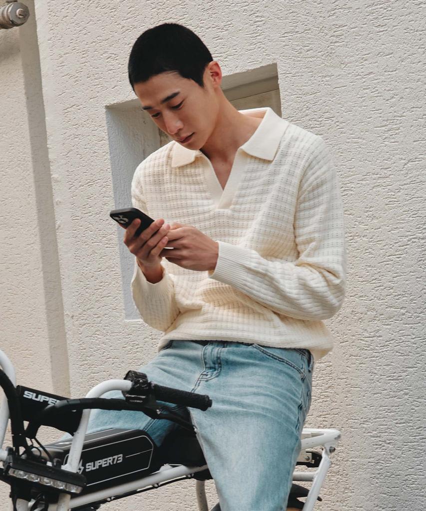 PLAC Waffle Long Sleeve Collared Knit Ivory