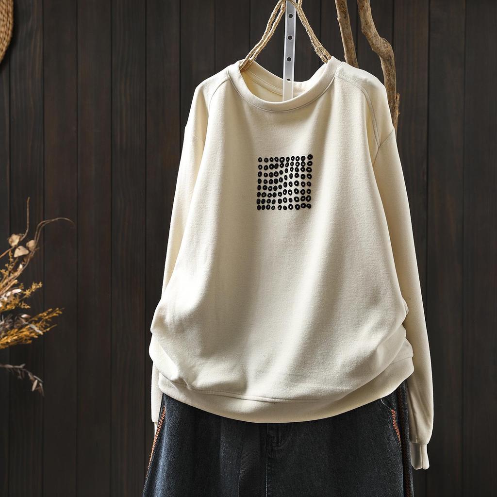 2025 Versatile Round Neck Fleece Pullover Hoodie