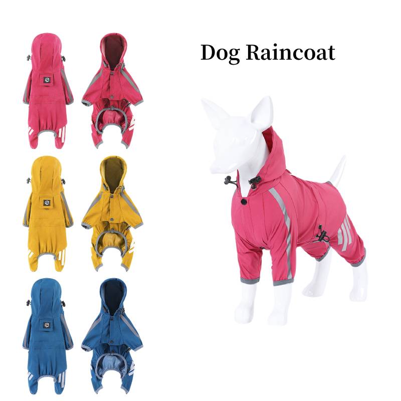 Rain Pet Dog Coat Outdoor Clothing Puppy Jacket Hooded Towable Reflection Night
