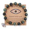 Natural Stone Bead Bracelet with Vintage Evil Eye Pendant, Versatile Hand Jewelry
