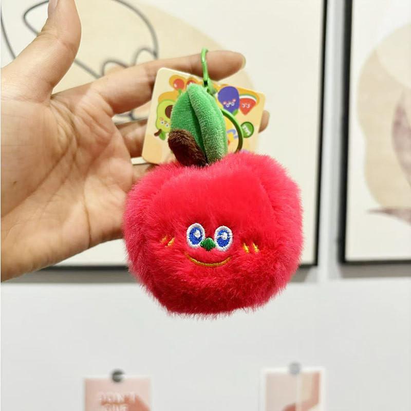 Collectible Plush Fruit Keychains Featuring Charming Characters Like Strawberry Cherry And Eggplant