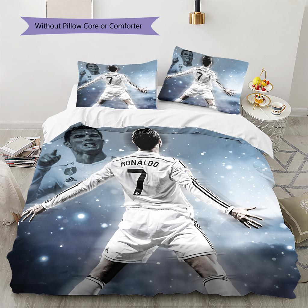 Biancheria da letto con motivo Cristiano Ronaldo Decorazione per la casa Regalo di compleanno (1 * copripiumino + 2 * federa, senza nucleo)