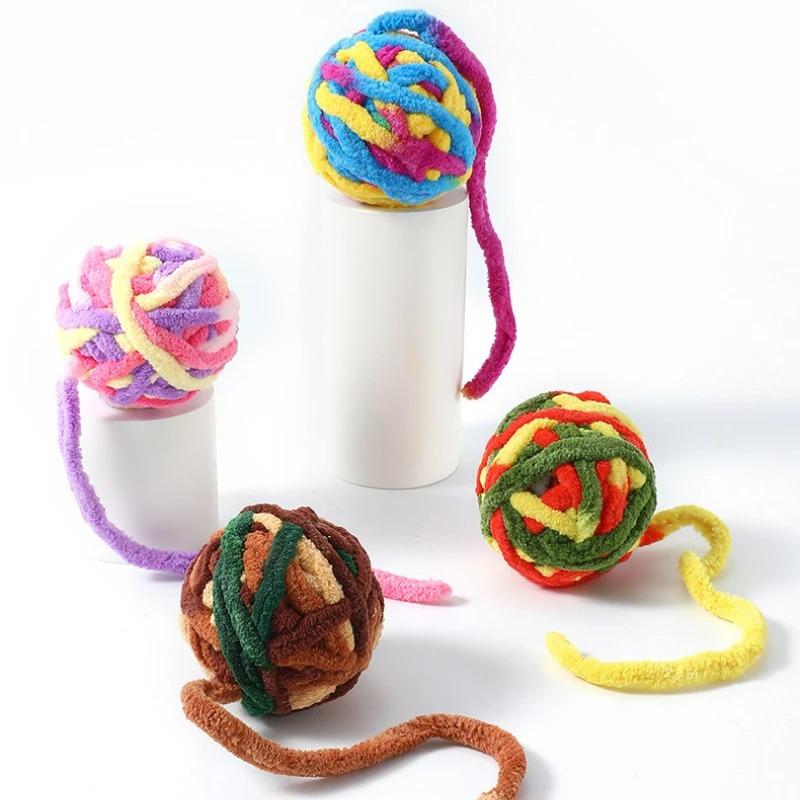 1Pc Interactive Cat Toys Yarn Ball Toy With Bell For Cats Kittens Playing Random Color