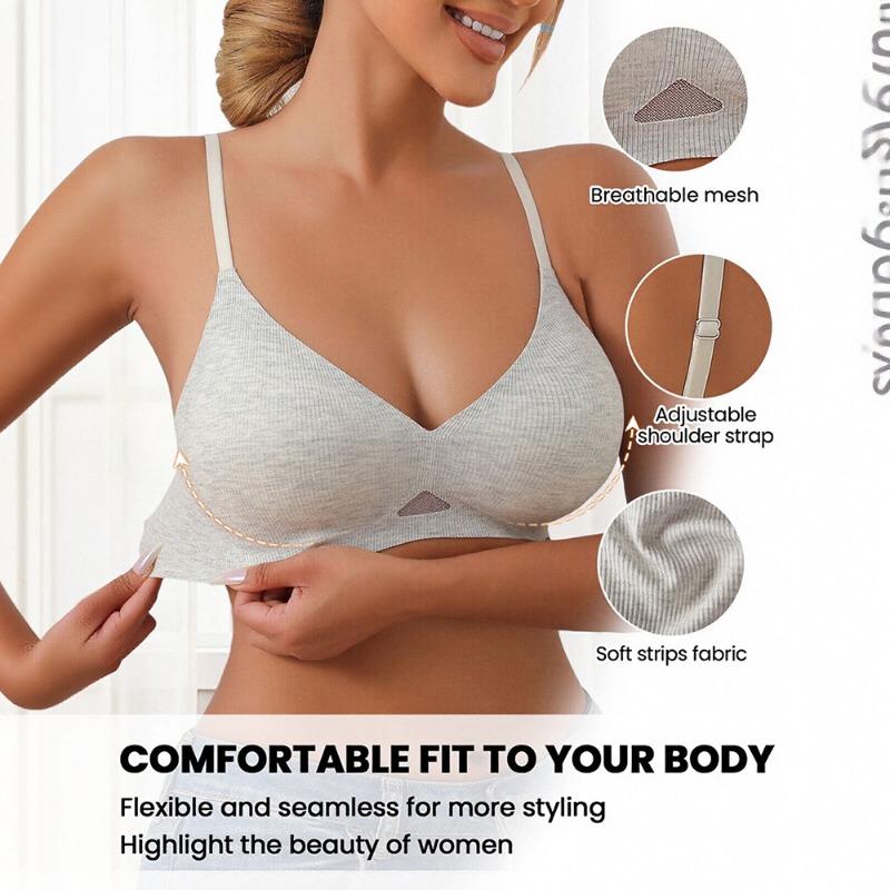 Women Plus Size 3d Soft Support Comfort Bra For Large Bust S серый