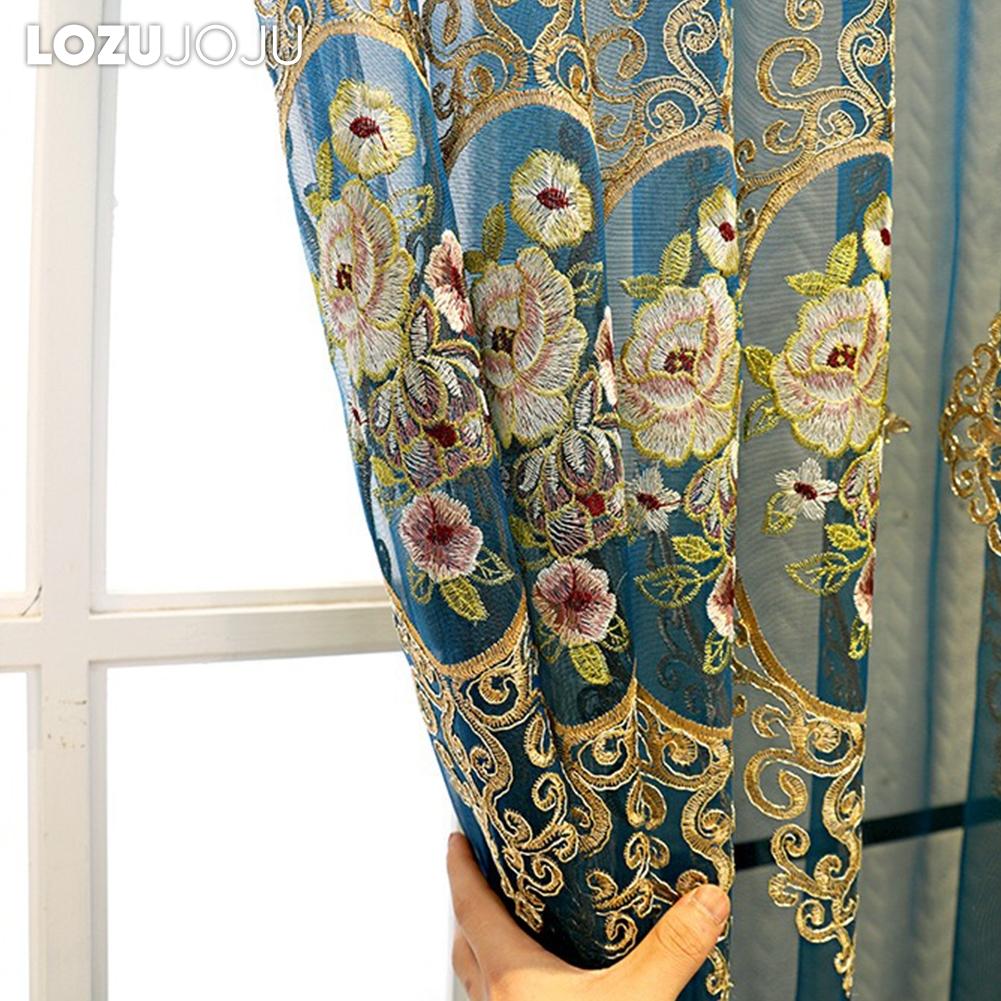 1PZ LOZUJOJU Tenda Trasparente Ricamata Classica di Lusso Europea in Garza per Soggiorno Camera da Letto Balcone Finestra Decorazione Casa