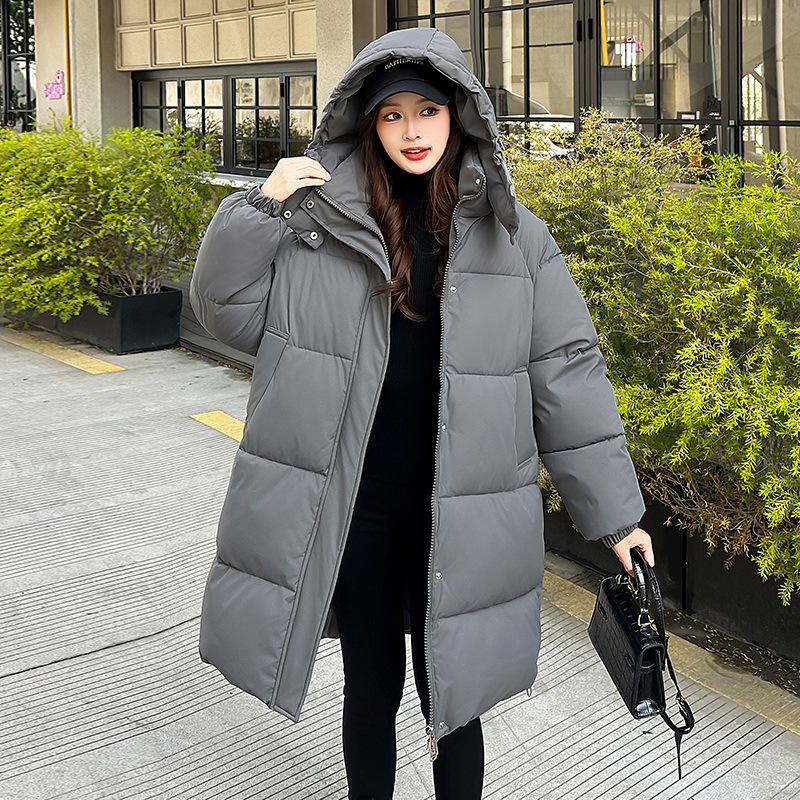 Women's Multi Color Hooded Long Puffer Jacket Casual Loose Fit Winter Coat