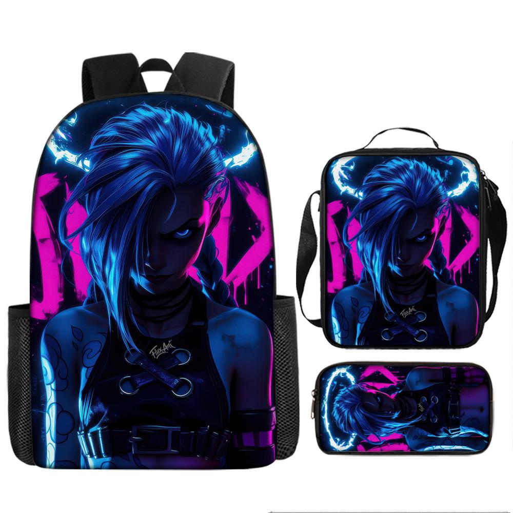 Battle of the Twin Cities Arcane Children's School Bag Pencil Case Backpack Elementary School Cartoon Backpack Three-piece Set