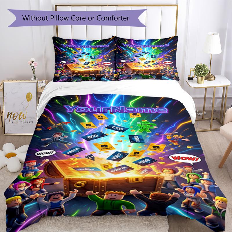 Roblox 342 Customize Your Name Bedding Set Breathable Duvet Cover with Pillowcases Home Decoration Birthday Gift