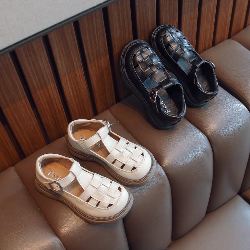 Girls' Baotou Sandals Summer New Children's Shoes Roman Shoes with Hollow Leather Shoes for Adults and Girls
