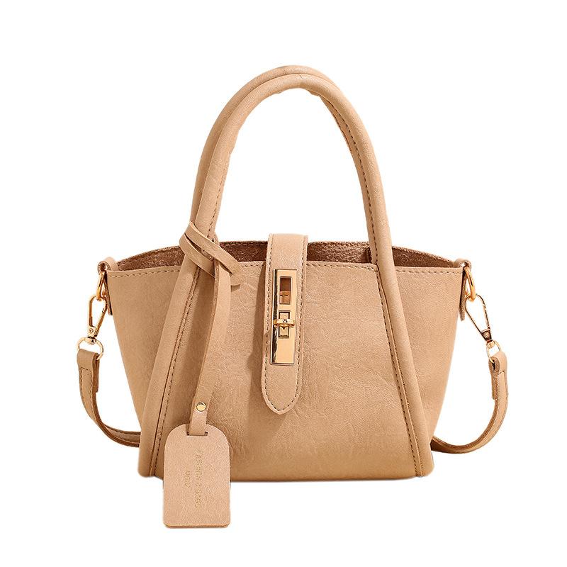 

Niche design casual versatile simple fashion texture single shoulder crossbody portable bucket bag portable cylinder хаки