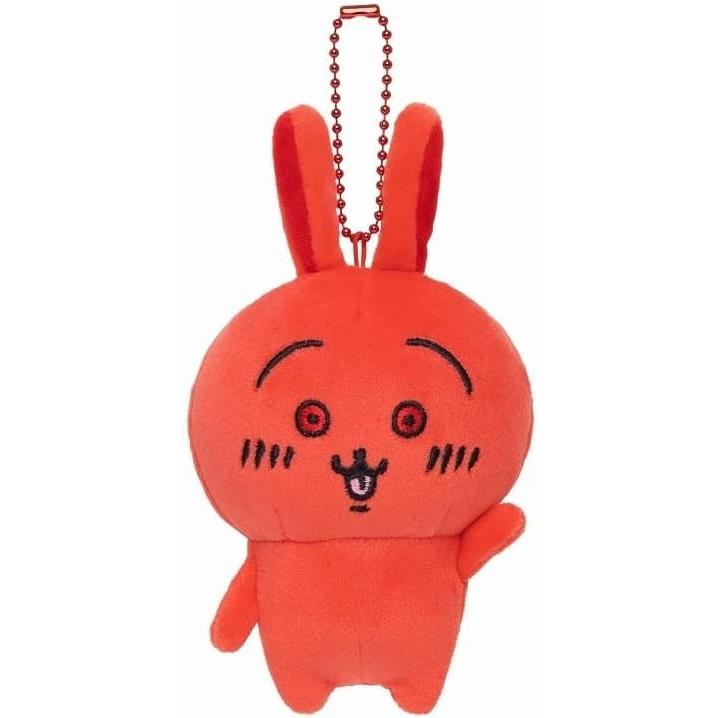 Chiikawa Cursed Mascot Plush - Red Rabbit & Suspicious Staff Can you save them? It s up to you!  Note. H130xW80xD55mm. Material: Polyester.