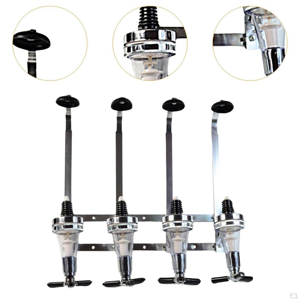 4 Bottle Optic Wall Mount Stand Dispenser Mounted Alcohol Revolving Nozzle Drinkware