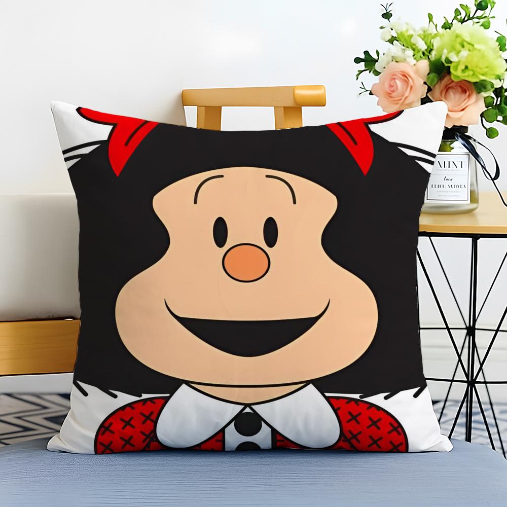 Cartoon Mafaldas Cushion Cover Washable Linen comfort Soft for Sofa Bed Cozy Home Room Decor