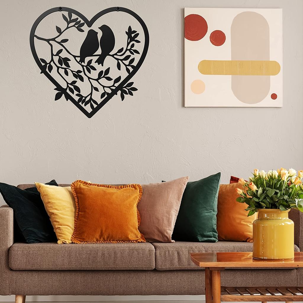 1pc Black Metal Bird Wall Art Decor for Garden Bedroom Office Family Gift