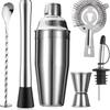 Cocktail Bar Tool Set With Stainless Steel Shaker For Home Entertaining
