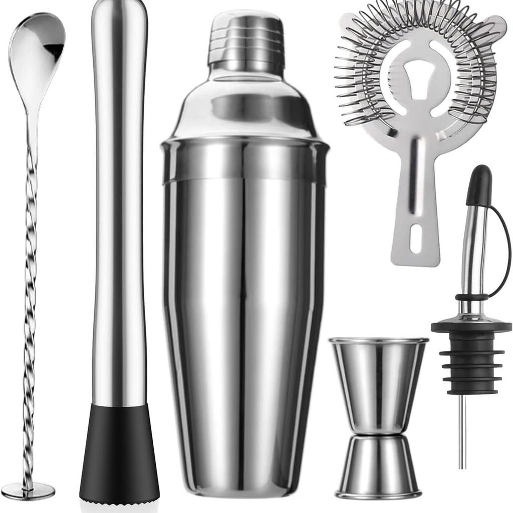Cocktail Bar Tool Set With Stainless Steel Shaker For Home Entertaining