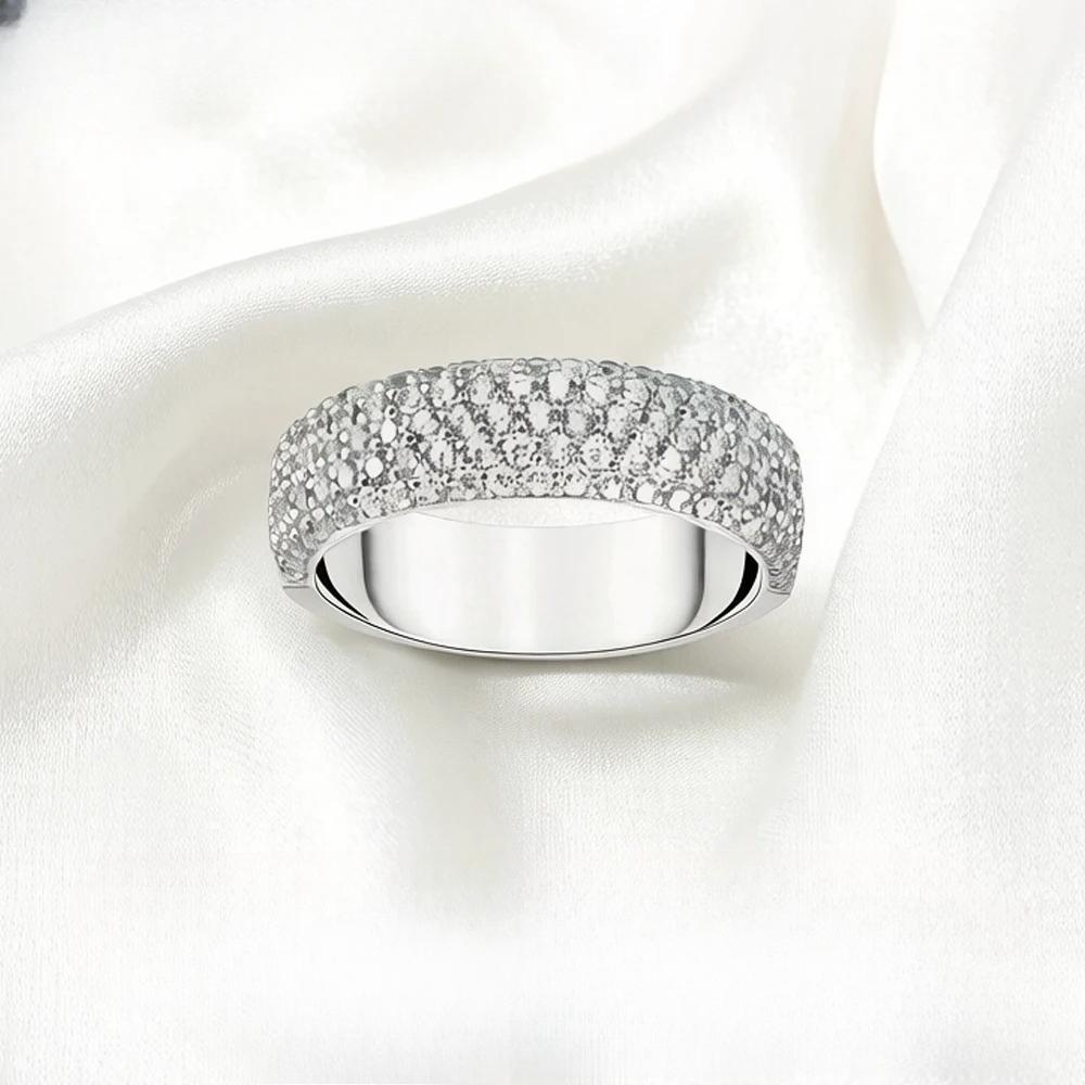 Band Ring with White Zircon Europe Trendy Fine Jewelry For Women Gift In 925 Sterling Silver