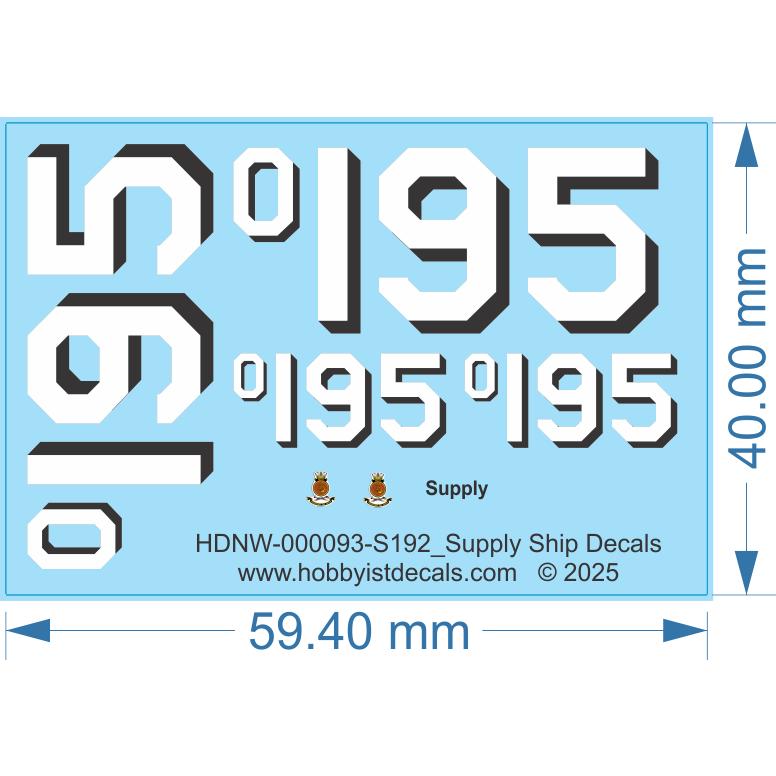 Supply Ship Decals - 1/192 - Water Decal