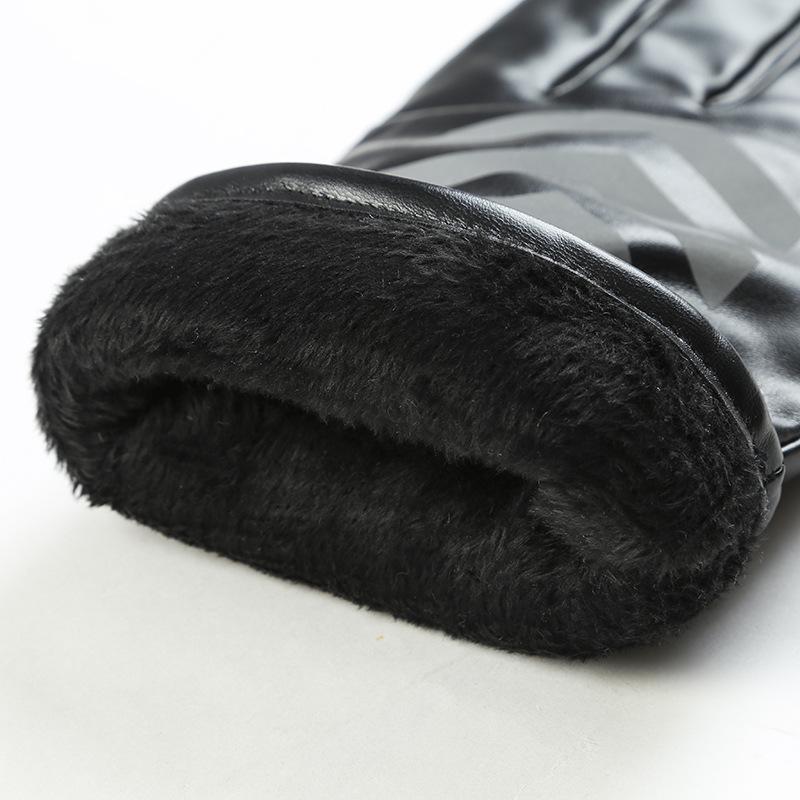 Winter Warm Gloves for Men Fleece and Thickened Night Command Reflective Strip Gloves Windproof Cotton Gloves