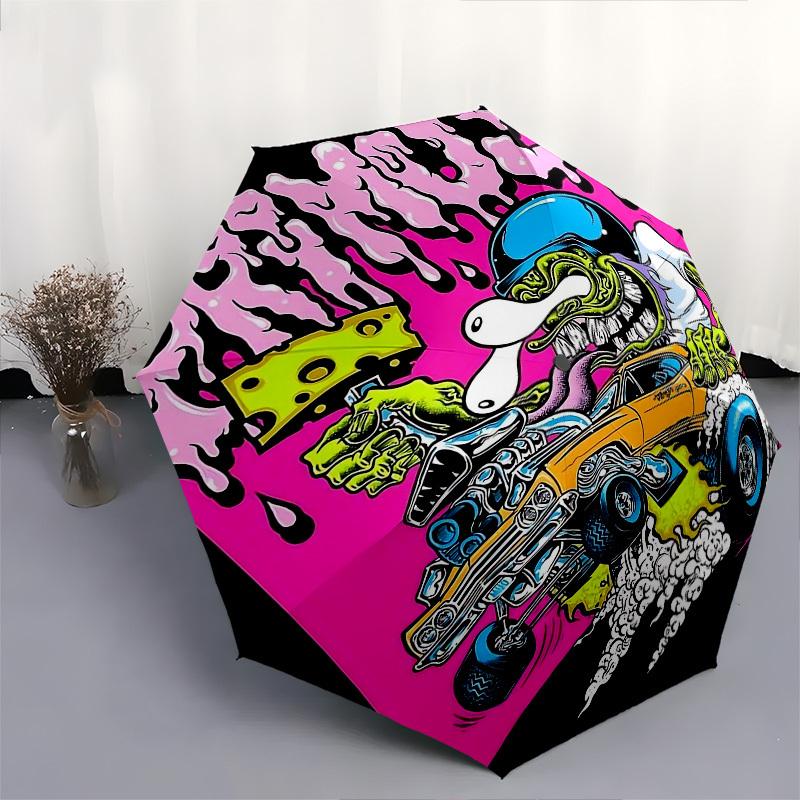 1pc cheese monster Automatic Open/Close Umbrella with 8-Rib Windproof Canopy10193