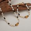Earrings S925 Sterling Silver Natural Pearl Black Agate Colored Treasure Necklace Women'S Fashion Bracelet Neck Chain Trendy Set