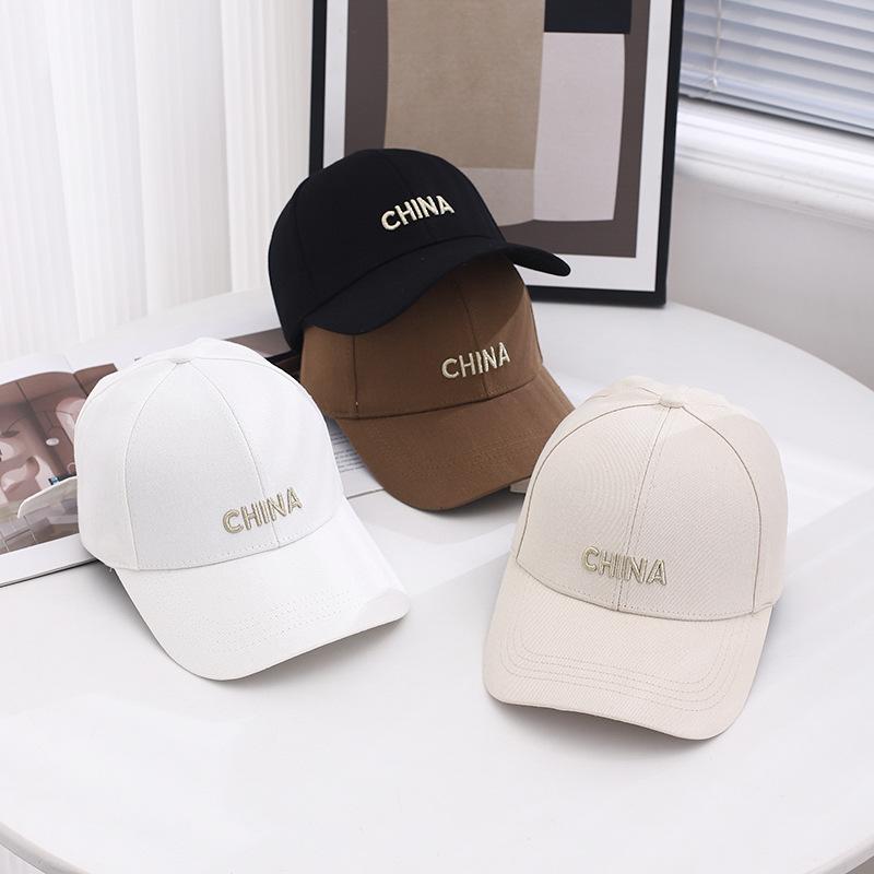 Deep-Top Big-Head Box With Embroidered Letters Baseball Cap For Women, Versatile Spring/Summer Hardtop Wide-Brim Baseball Cap For Men