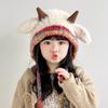 Women's Cozy Plush Fleece-Lined Ear Protection Lamb Horn Hat