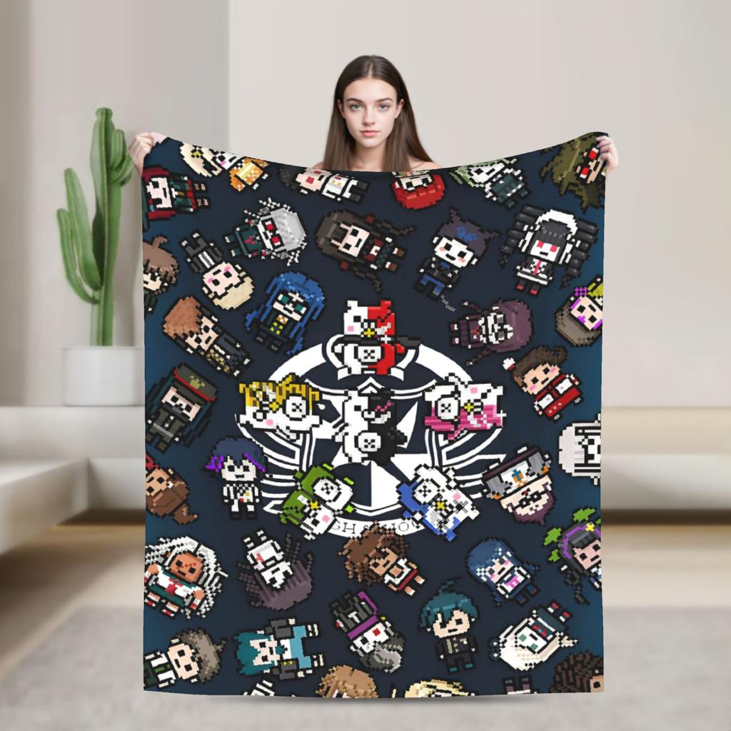 Danganronpa Game Anime Blankets Monokuma Nagito Flannel Novelty Warm Throw Blankets for Bedspread All Season Couch