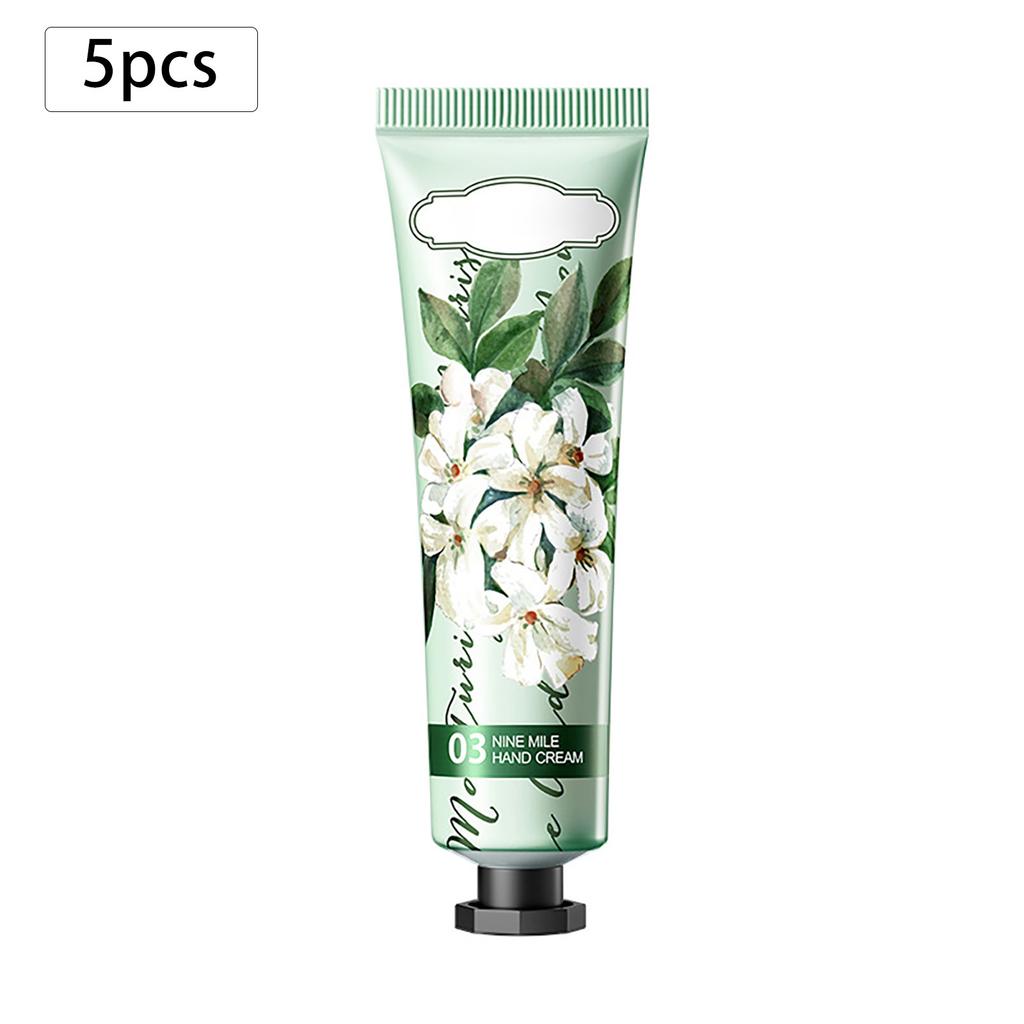 Travel-Size Hand Lotion Gift Set of 5, Moisturizing Cream with Fruity Floral Scents, Nourishing Care for Dry Cracked Hands in Winter