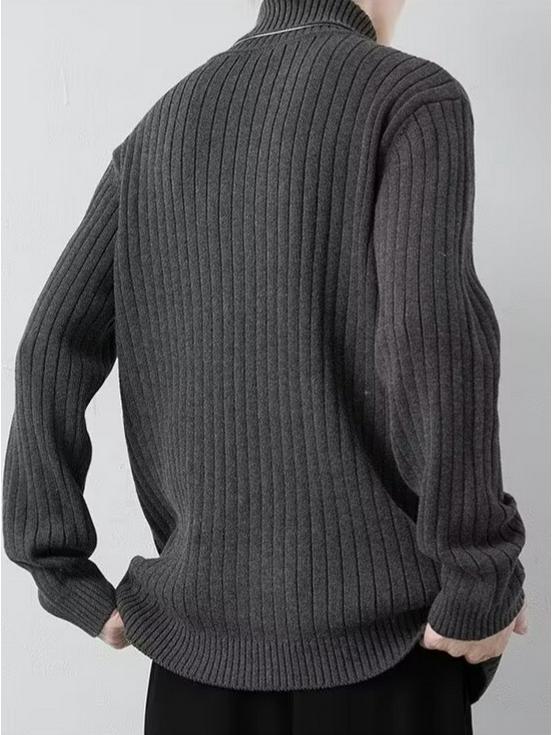 Men's Korean Style High Neck Sweater - Trendy Warm Autumn/Winter Knitwear for Casual Wear