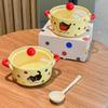 Cute Polka Dot Cat Instant Noodle Bowl Fruit Salad Dessert Bowl Student Dormitory Instant Noodle Bowl Girl Birthday Gift