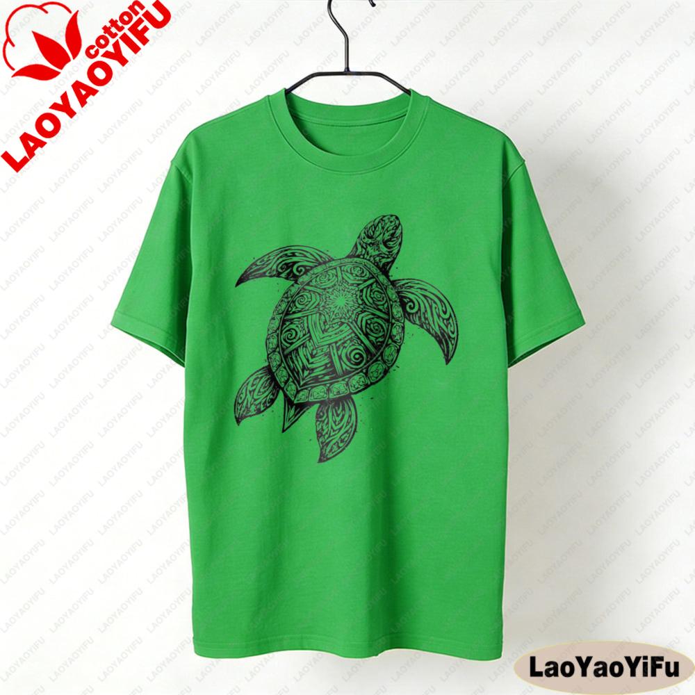 Turtle Tribal Drawing Tshirt Tribal Tattoo Graphic Printed TShirt Ocean Culture Clothing Retro Style Unisex Unisex Daily Life Tops