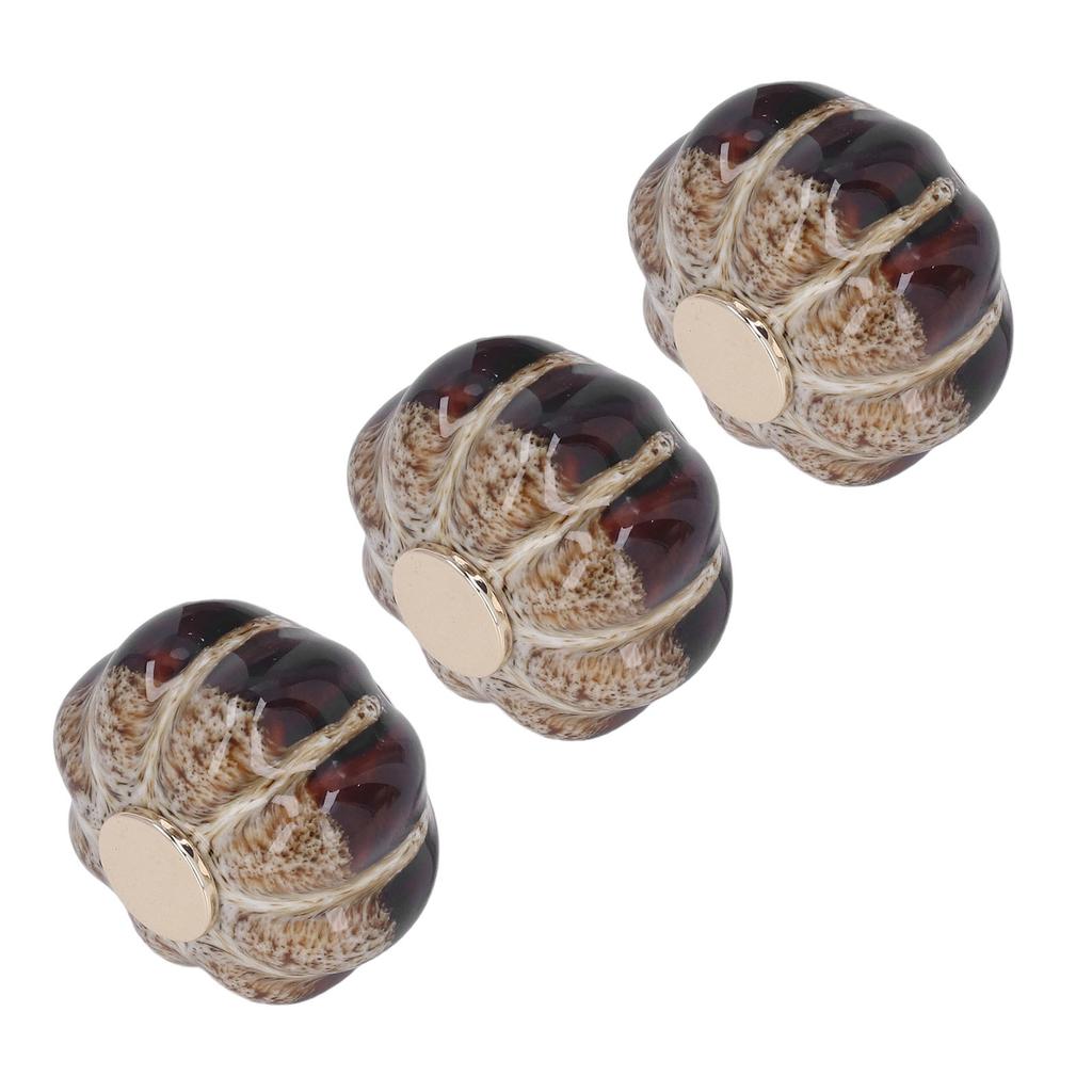 3 Piezas Tirador de Puerta de Cerámica Clásica con Forma de Calabaza Perillas Para Cajón de Gabinete de Cocina Armario Dorado