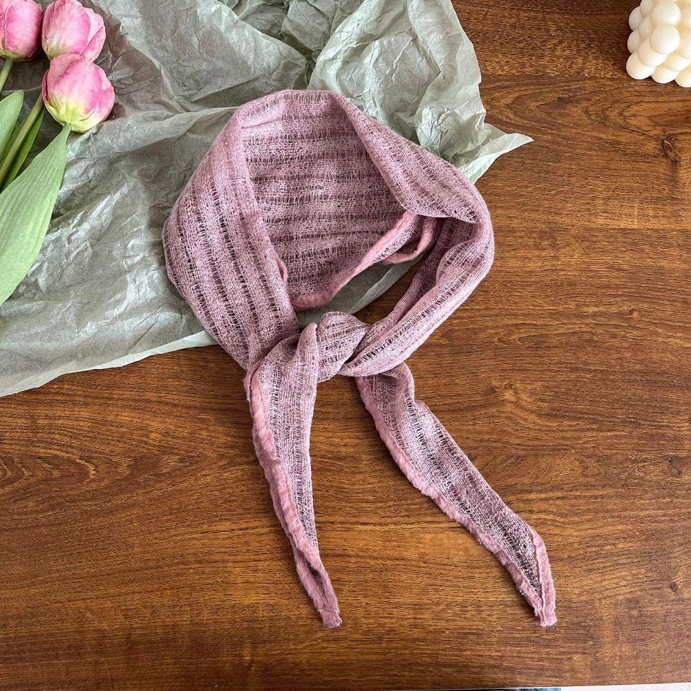 Pure Color Neck Scarf Multicolor Head Wrap Trendy Neckerchief  Female