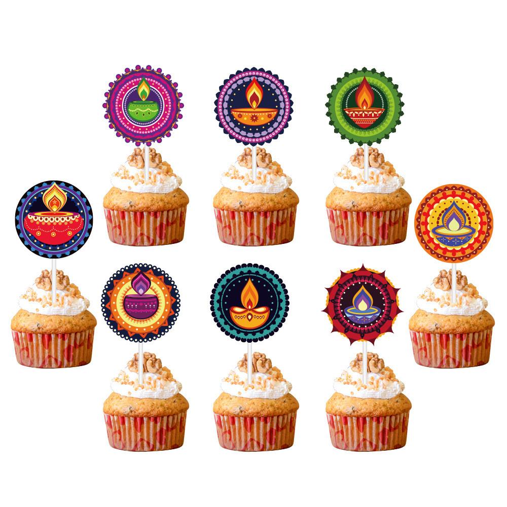 Diwali Theme Cake Topper Flags Paper Party Decor For Celebrations