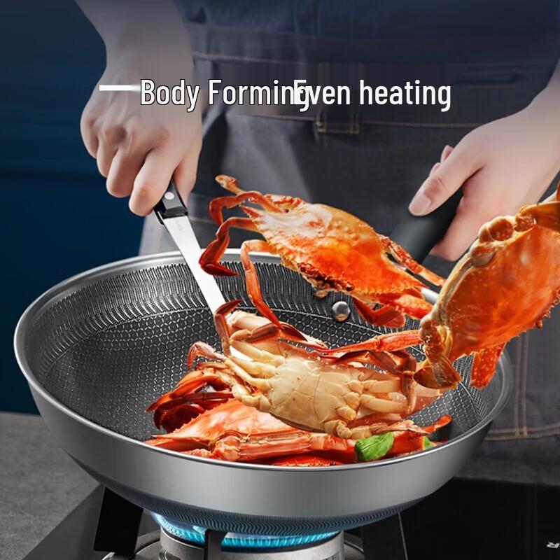 SUPOR 32cm Honeycomb Stainless Steel Non-stick Wok