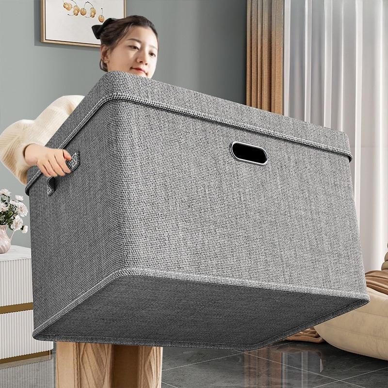 Cotton and Linen Fabric Storage Box Foldable Covered Box Home Clothes Storage Box Toy Finishing Box Storage Box Storage Boxes