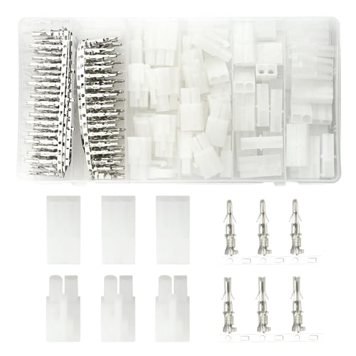 WMYCONGCONG 30 Pairs of Male and Female Connectors with Pins for Large Tamiya Connectors, Plugs, Silver Large Battery, Tweezers Kit, Type A