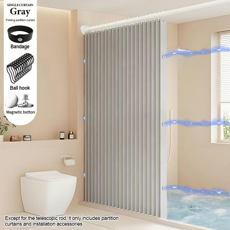 Opvouwbaar Magnetisch Douchegordijn Waterdicht Privacy Badkamer Liner Stijlvolle Decoratie Voor Huis Appartement Hotel 100x180cm gray