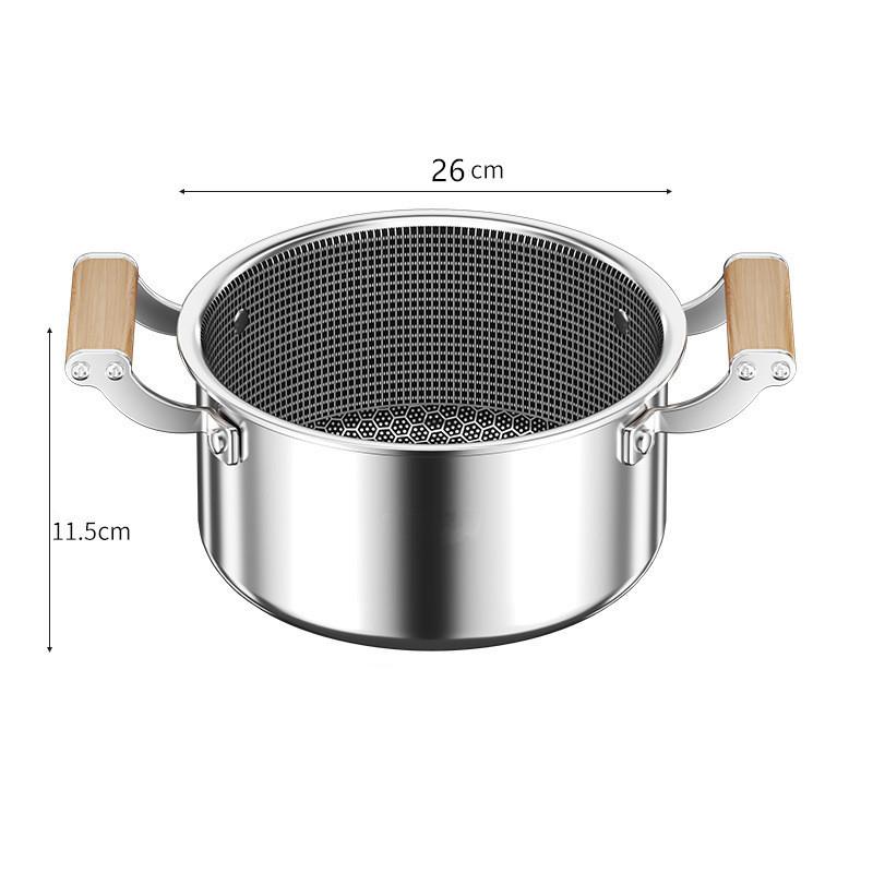 Soup Pot Wok 316L Stainless Steel Honeycomb Non-stick Pot with Lid Home Hot Pot Induction Cooker Gas Stove Universal Frying Pan