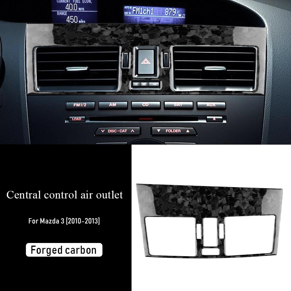 AIRSPEED For Mazda 3 2010-2013 Dashboard Center Air Vent Outlet Frame Real Carbon Fiber LHD Sticker Interior Car Accessories. Forged Carbon