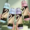 1PC White Swan Lake Water Scene Print 750ml Color Plastic Sports Water Bottle Leakproof Flip Straw Lid Suitable for Sports Office Home Use