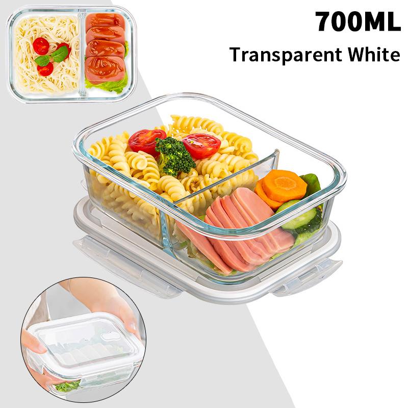 1/2/3 Fack Förtjockad Läckagesäker Mikrovågsugnssäker Matlåda Hög Borosilikatglas Bento-låda Med Lock Lufttäta Matlådor