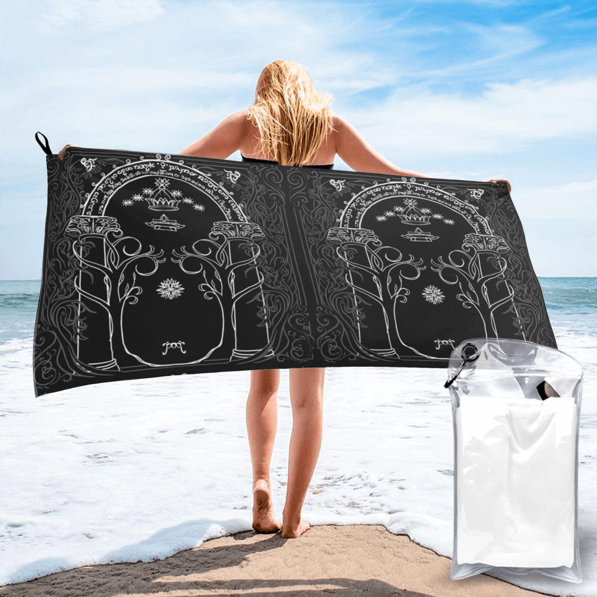 Mountain Door in the style of J.R.R.Tolkien Beach Towel Soft Microfiber Quick Dry Absorbent Quick Towels For Bath W40*H60(CM)