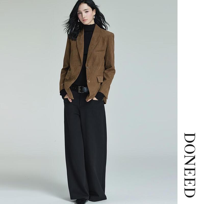 DONEED Women's Faux Suede Commuter Blazer
